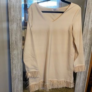 Love Riche Feather and Pearl trim dress